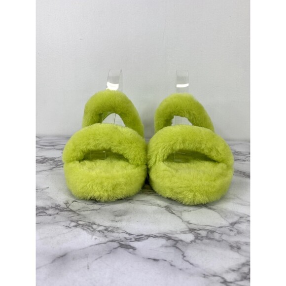 UGG NEON YELLOW FLUFF YEAH SLIDE SHEEPSKIN SLIPPER SANDALS, SIZE US 6 - Picture 2 of 10